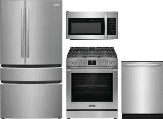 4 Piece Package Includes Refrigerator, Range, Microwave And Dishwasher