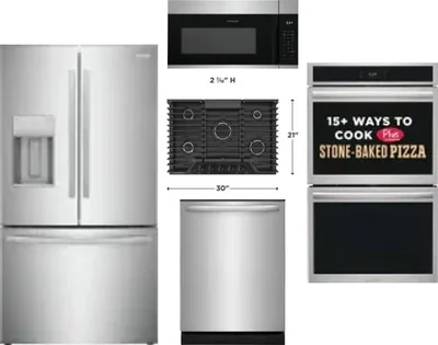 5 Piece Package Includes Refrigerator, Cooktop, Wall Oven, Microwave And Dishwasher