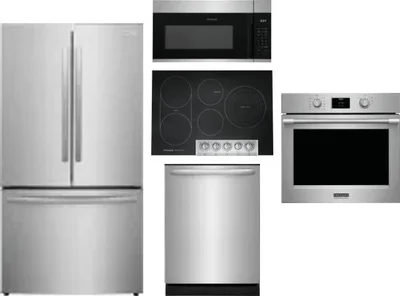 5 Piece Package Includes Refrigerator, Cooktop, Wall Oven, Microwave And Dishwasher