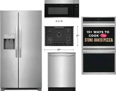 5 Piece Package Includes Refrigerator, Cooktop, Wall Oven, Microwave And Dishwasher