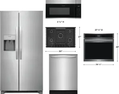 5 Piece Package Includes Refrigerator, Cooktop, Wall Oven, Microwave And Dishwasher