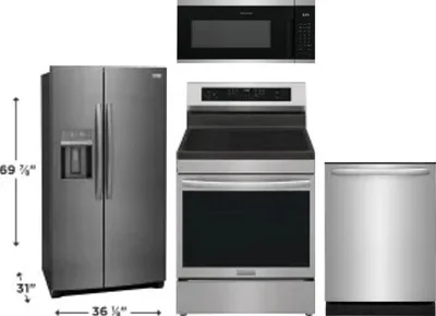 4 Piece Package Includes Refrigerator, Range, Microwave And Dishwasher