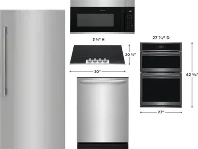 5 Piece Package Includes Refrigerator, Cooktop, Wall Oven, Microwave And Dishwasher