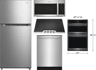 5 Piece Package Includes Refrigerator, Cooktop, Wall Oven, Microwave And Dishwasher