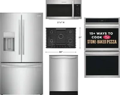5 Piece Package Includes Refrigerator, Cooktop, Wall Oven, Microwave And Dishwasher