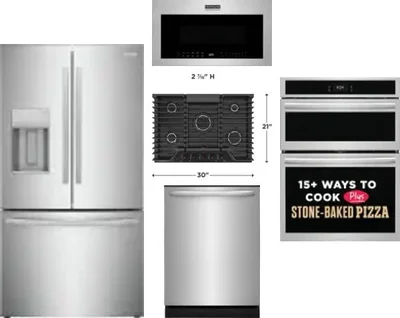 5 Piece Package Includes Refrigerator, Cooktop, Wall Oven, Microwave And Dishwasher