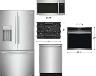 5 Piece Package Includes Refrigerator, Cooktop, Wall Oven, Microwave And Dishwasher