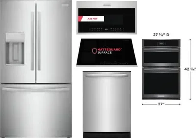 5 Piece Package Includes Refrigerator, Cooktop, Wall Oven, Microwave And Dishwasher