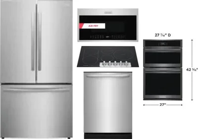 5 Piece Package Includes Refrigerator, Cooktop, Wall Oven, Microwave And Dishwasher