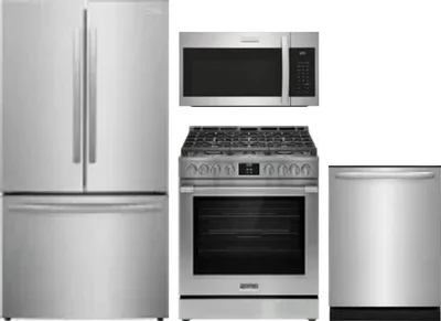 4 Piece Package Includes Refrigerator, Range, Microwave And Dishwasher
