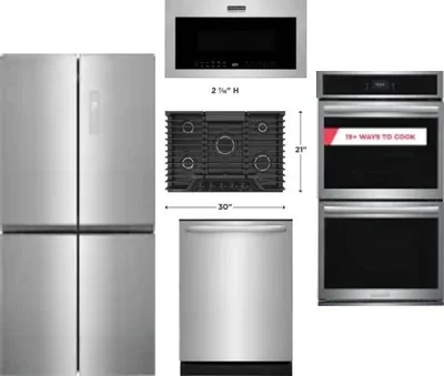 5 Piece Package Includes Refrigerator, Cooktop, Wall Oven, Microwave And Dishwasher