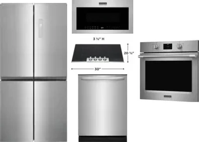 5 Piece Package Includes Refrigerator, Cooktop, Wall Oven, Microwave And Dishwasher