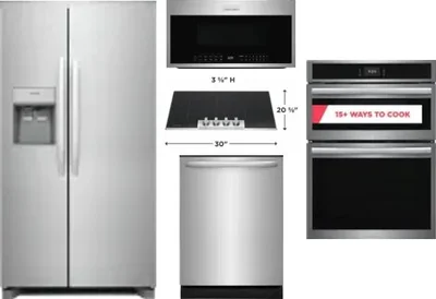 5 Piece Package Includes Refrigerator, Cooktop, Wall Oven, Microwave And Dishwasher