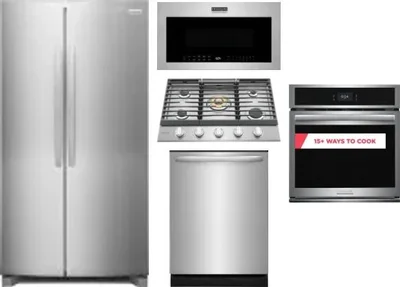 5 Piece Package Includes Refrigerator, Cooktop, Wall Oven, Microwave And Dishwasher