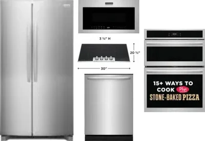 5 Piece Package Includes Refrigerator, Cooktop, Wall Oven, Microwave And Dishwasher