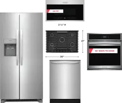 5 Piece Package Includes Refrigerator, Cooktop, Wall Oven, Microwave And Dishwasher