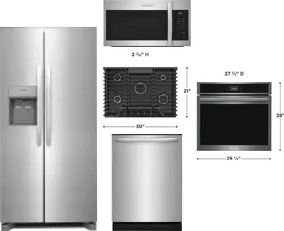 5 Piece Package Includes Refrigerator, Cooktop, Wall Oven, Microwave And Dishwasher