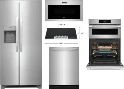 5 Piece Package Includes Refrigerator, Cooktop, Wall Oven, Microwave And Dishwasher