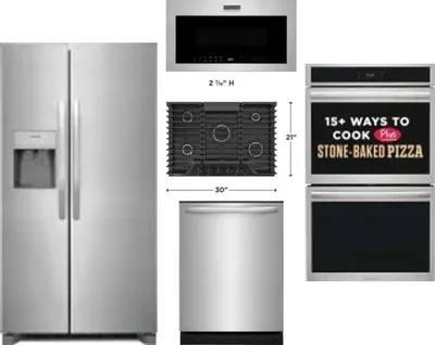 5 Piece Package Includes Refrigerator, Cooktop, Wall Oven, Microwave And Dishwasher