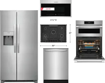 5 Piece Package Includes Refrigerator, Cooktop, Wall Oven, Microwave And Dishwasher