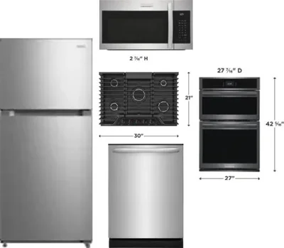 5 Piece Package Includes Refrigerator, Cooktop, Wall Oven, Microwave And Dishwasher