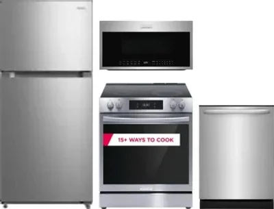 4 Piece Package Includes Refrigerator, Range, Microwave And Dishwasher