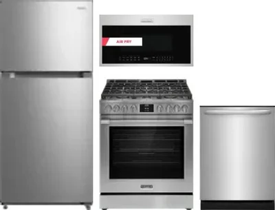 4 Piece Package Includes Refrigerator, Range, Microwave And Dishwasher