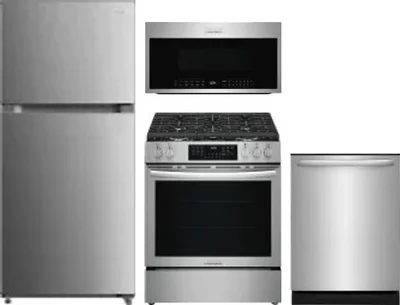 4 Piece Package Includes Refrigerator, Range, Microwave And Dishwasher