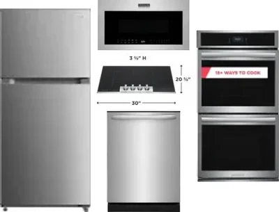 5 Piece Package Includes Refrigerator, Cooktop, Wall Oven, Microwave And Dishwasher