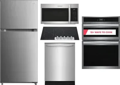 5 Piece Package Includes Refrigerator, Cooktop, Wall Oven, Microwave And Dishwasher