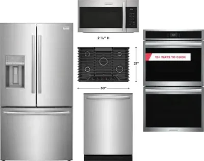 5 Piece Package Includes Refrigerator, Cooktop, Wall Oven, Microwave And Dishwasher