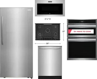 5 Piece Package Includes Refrigerator, Cooktop, Wall Oven, Microwave And Dishwasher