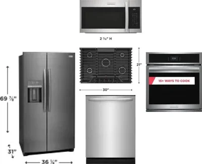 5 Piece Package Includes Refrigerator, Cooktop, Wall Oven, Microwave And Dishwasher