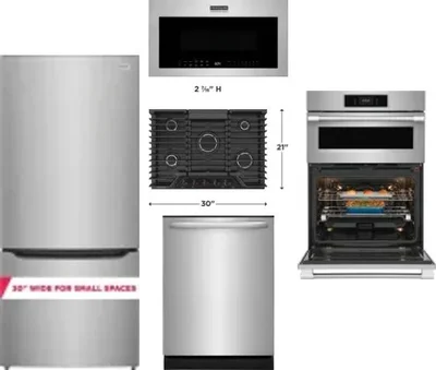 5 Piece Package Includes Refrigerator, Cooktop, Wall Oven, Microwave And Dishwasher