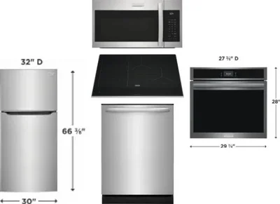 5 Piece Package Includes Refrigerator, Cooktop, Wall Oven, Microwave And Dishwasher