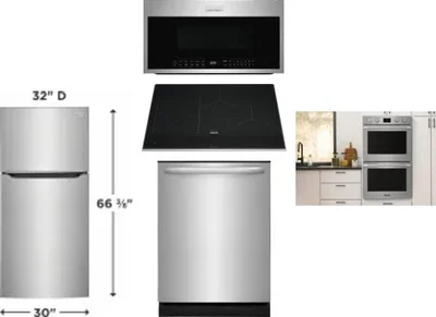 5 Piece Package Includes Refrigerator, Cooktop, Wall Oven, Microwave And Dishwasher