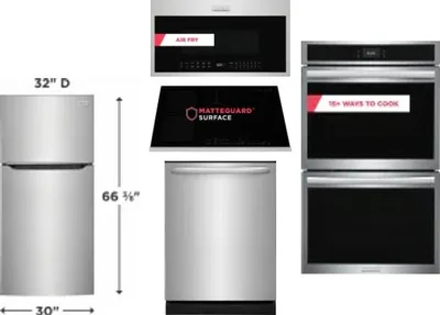 5 Piece Package Includes Refrigerator, Cooktop, Wall Oven, Microwave And Dishwasher