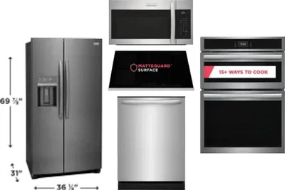 5 Piece Package Includes Refrigerator, Cooktop, Wall Oven, Microwave And Dishwasher