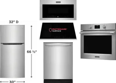 5 Piece Package Includes Refrigerator, Cooktop, Wall Oven, Microwave And Dishwasher