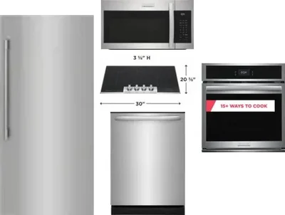 5 Piece Package Includes Refrigerator, Cooktop, Wall Oven, Microwave And Dishwasher