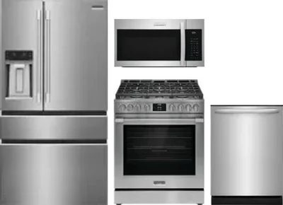 4 Piece Package Includes Refrigerator, Range, Microwave And Dishwasher