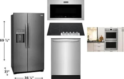 5 Piece Package Includes Refrigerator, Cooktop, Wall Oven, Microwave And Dishwasher