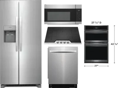 5 Piece Package Includes Refrigerator, Cooktop, Wall Oven, Microwave And Dishwasher