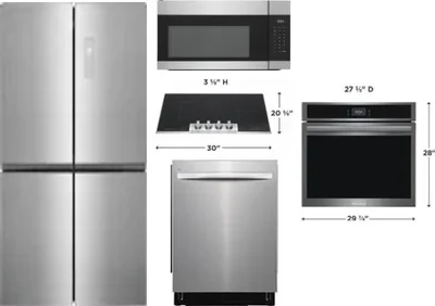5 Piece Package Includes Refrigerator, Cooktop, Wall Oven, Microwave And Dishwasher