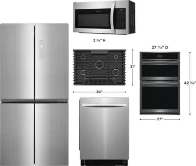 5 Piece Package Includes Refrigerator, Cooktop, Wall Oven, Microwave And Dishwasher