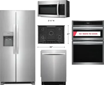 5 Piece Package Includes Refrigerator, Cooktop, Wall Oven, Microwave And Dishwasher