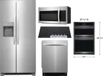 5 Piece Package Includes Refrigerator, Cooktop, Wall Oven, Microwave And Dishwasher
