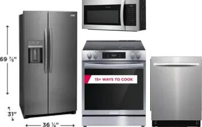 4 Piece Package Includes Refrigerator, Range, Microwave And Dishwasher