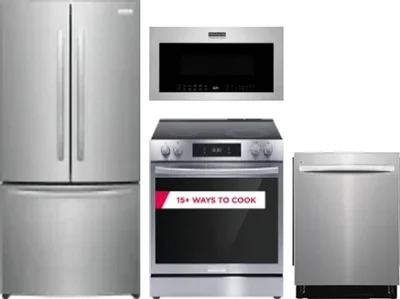 4 Piece Package Includes Refrigerator, Range, Microwave And Dishwasher