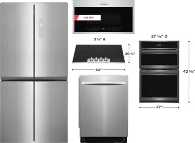 5 Piece Package Includes Refrigerator, Cooktop, Wall Oven, Microwave And Dishwasher